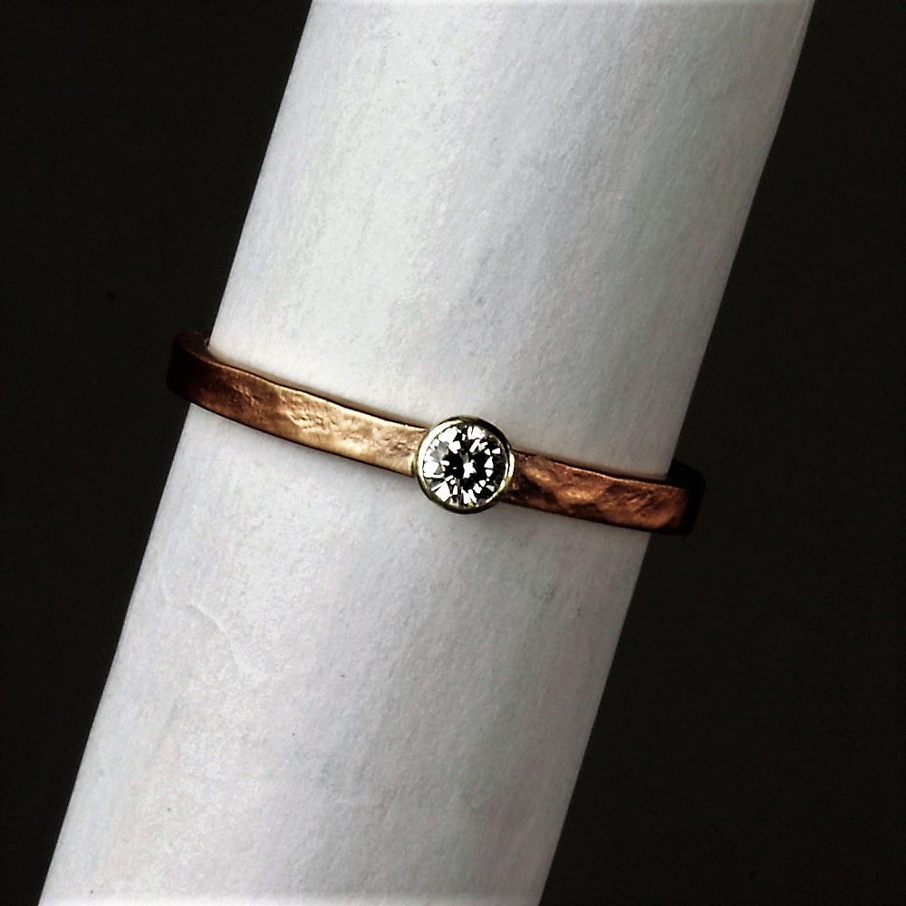 White gold & Rose gold Diamond rustic engagement ring