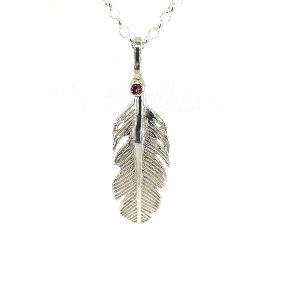 Silver Amethyst Angel Feather Necklace